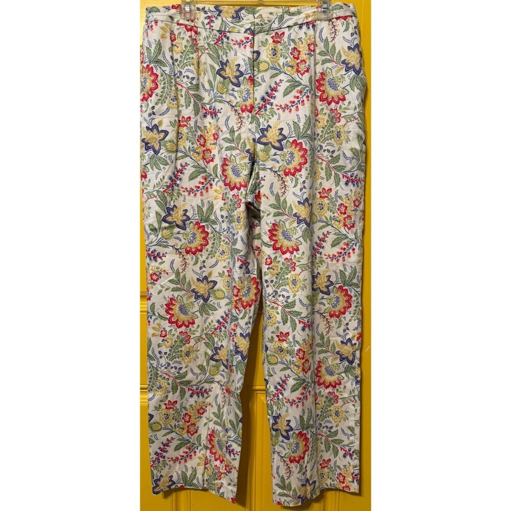 Appleseed's Floral Women's Pants Size 16 Cotton 98% Spandex 2% Brunch High‎ Rise